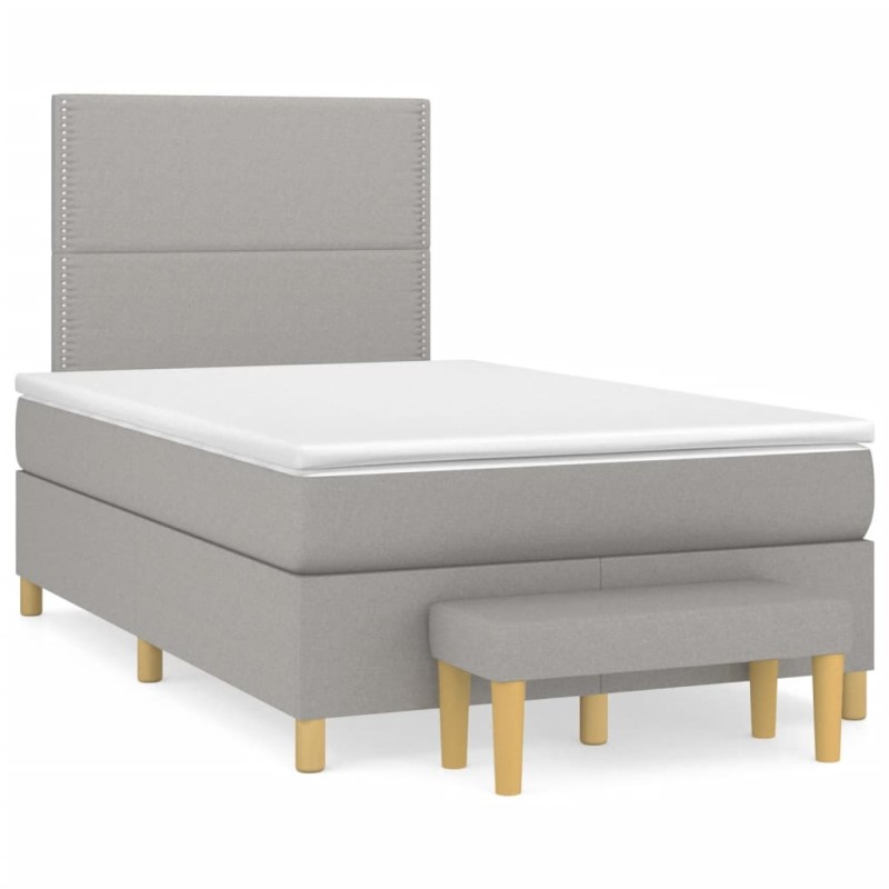 vidaXL Boxspringbett mit Matratze Hellgrau 120x190 cm Stoff vidaXL Boxspringbett mit Matratze Hellgrau 120x190 cm Stoff