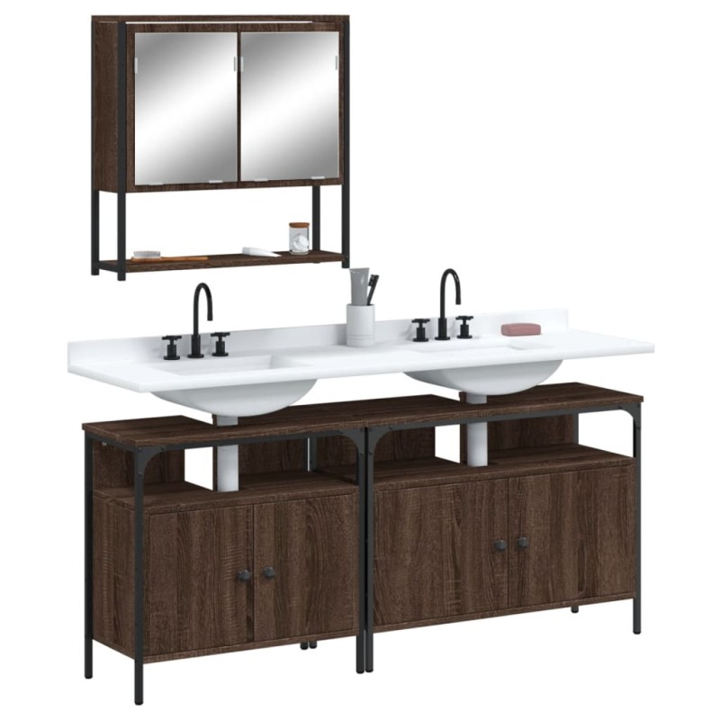 vidaXL 3-tlg. Badmöbel-Set Braun Eichen-Optik Holzwerkstoff vidaXL 3-tlg. Badmöbel-Set Braun Eichen-Optik Holzwerkstoff