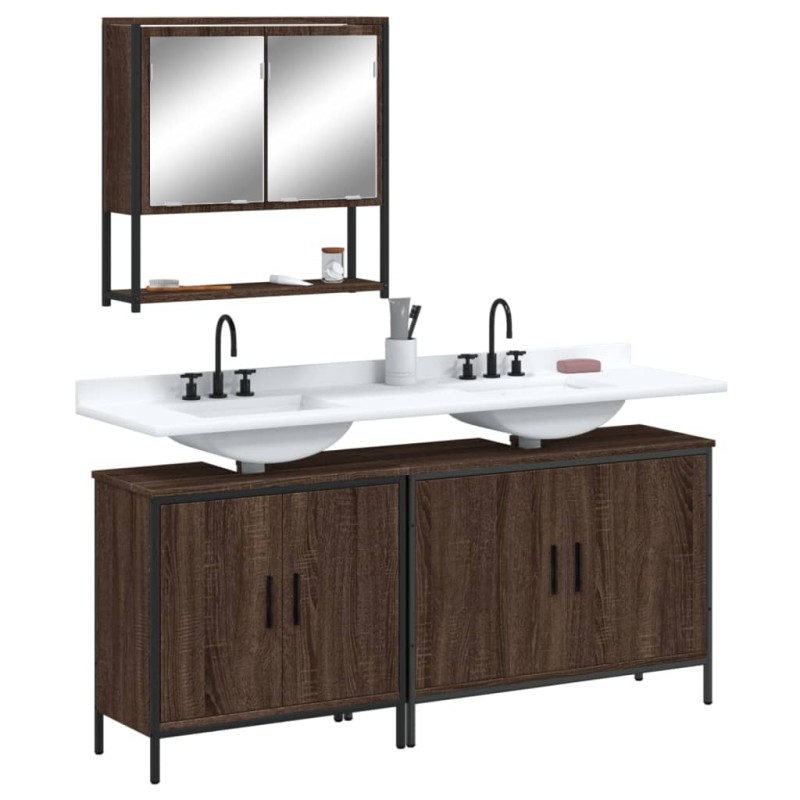 vidaXL 3-tlg. Badmöbel-Set Braun Eichen-Optik Holzwerkstoff vidaXL 3-tlg. Badmöbel-Set Braun Eichen-Optik Holzwerkstoff