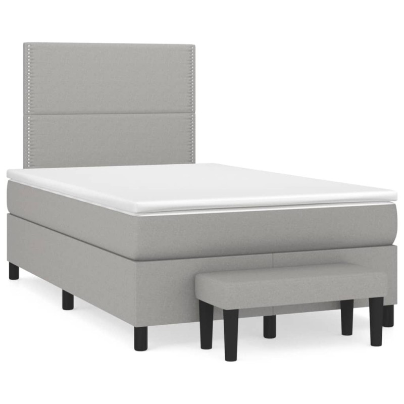 vidaXL Boxspringbett mit Matratze Hellgrau 120x190 cm Stoff vidaXL Boxspringbett mit Matratze Hellgrau 120x190 cm Stoff
