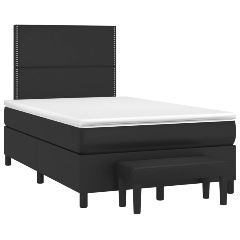 vidaXL Boxspringbett mit Matratze Schwarz 120x190 cm Kunstleder vidaXL Boxspringbett mit Matratze Schwarz 120x190 cm Kunstleder