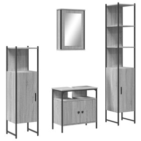 vidaXL 4-tlg. Badmöbel-Set Grau Sonoma Holzwerkstoff