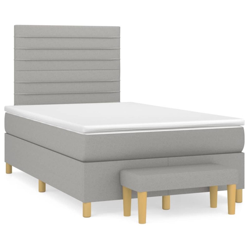 vidaXL Boxspringbett mit Matratze Hellgrau 120x190 cm Stoff vidaXL Boxspringbett mit Matratze Hellgrau 120x190 cm Stoff