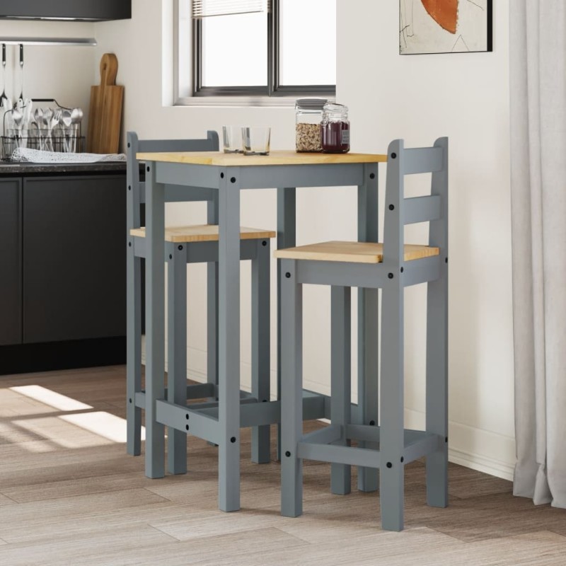 vidaXL 3-tlg. Bar-Set Grau Massivholz Kiefer vidaXL 3-tlg. Bar-Set Grau Massivholz Kiefer