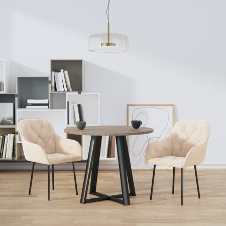 vidaXL Esszimmerstühle 2 Stk. Creme Samt