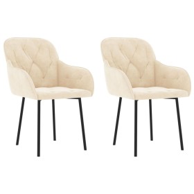 vidaXL Esszimmerstühle 2 Stk. Creme Samt