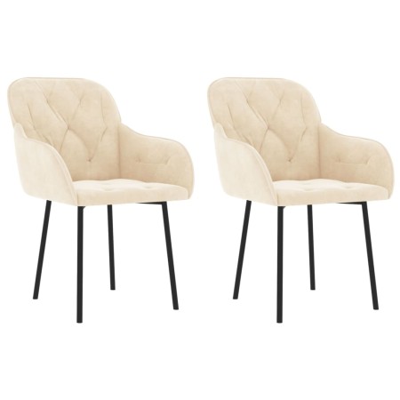 vidaXL Esszimmerstühle 2 Stk. Creme Samt