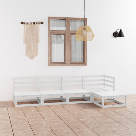 vidaXL 5-tlg. Garten-Lounge-Set Weiß Massivholz Kiefer