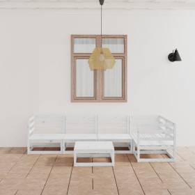 vidaXL 6-tlg. Garten-Lounge-Set Weiß Massivholz Kiefer