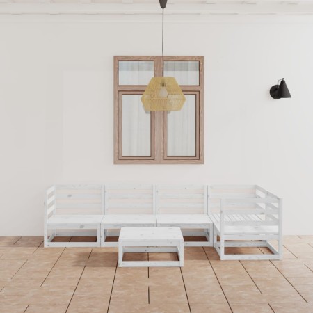 vidaXL 6-tlg. Garten-Lounge-Set Weiß Massivholz Kiefer