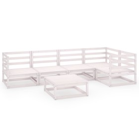 vidaXL 6-tlg. Garten-Lounge-Set Weiß Massivholz Kiefer