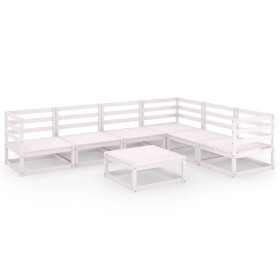 vidaXL 7-tlg. Garten-Lounge-Set Weiß Kiefer Massivholz