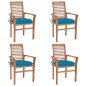 vidaXL Essstühle 4 Stk. mit Hellblauen Kissen Massivholz Teak vidaXL Essstühle 4 Stk. mit Hellblauen Kissen Massivholz Teak