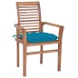 vidaXL Essstühle 4 Stk. mit Hellblauen Kissen Massivholz Teak vidaXL Essstühle 4 Stk. mit Hellblauen Kissen Massivholz Teak