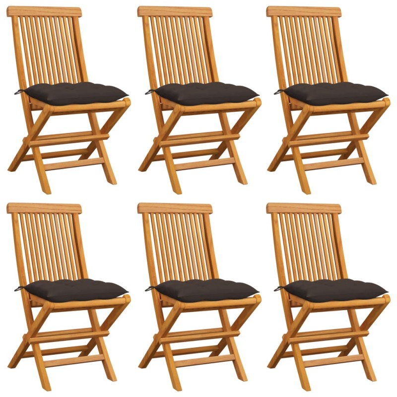 vidaXL Gartenstühle mit Taupe Kissen 6 Stk. Massivholz Teak vidaXL Gartenstühle mit Taupe Kissen 6 Stk. Massivholz Teak