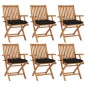 vidaXL Klappbare Gartenstühle mit Kissen 6 Stk. Massivholz Teak vidaXL Klappbare Gartenstühle mit Kissen 6 Stk. Massivholz Teak