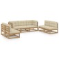 vidaXL 7-tlg. Garten-Lounge-Set mit Kissen Kiefer Massivholz vidaXL 7-tlg. Garten-Lounge-Set mit Kissen Kiefer Massivholz