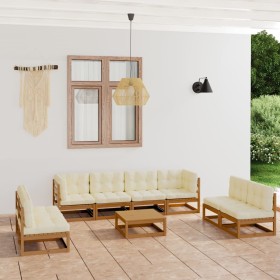 vidaXL 9-tlg. Garten-Lounge-Set mit Kissen Kiefer Massivholz