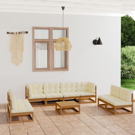 vidaXL 9-tlg. Garten-Lounge-Set mit Kissen Kiefer Massivholz