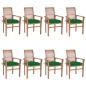 vidaXL Essstühle 8 Stk. mit Grünen Kissen Massivholz Teak vidaXL Essstühle 8 Stk. mit Grünen Kissen Massivholz Teak