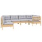 vidaXL 6-tlg. Garten-Lounge-Set mit Grauen Kissen Kiefernholz vidaXL 6-tlg. Garten-Lounge-Set mit Grauen Kissen Kiefernholz