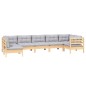 vidaXL 7-tlg. Garten-Lounge-Set mit Grauen Kissen Kiefernholz vidaXL 7-tlg. Garten-Lounge-Set mit Grauen Kissen Kiefernholz