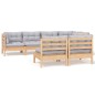 vidaXL 7-tlg. Garten-Lounge-Set mit Grauen Kissen Kiefer Massivholz vidaXL 7-tlg. Garten-Lounge-Set mit Grauen Kissen Kiefer Massivholz