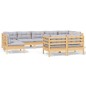 vidaXL 9-tlg. Garten-Lounge-Set mit Grauen Kissen Kiefer Massivholz vidaXL 9-tlg. Garten-Lounge-Set mit Grauen Kissen Kiefer Massivholz