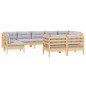 vidaXL 9-tlg. Garten-Lounge-Set mit Grauen Kissen Kiefer Massivholz vidaXL 9-tlg. Garten-Lounge-Set mit Grauen Kissen Kiefer Massivholz