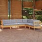 vidaXL 6-tlg. Garten-Lounge-Set mit Grauen Kissen Kiefer Massivholz vidaXL 6-tlg. Garten-Lounge-Set mit Grauen Kissen Kiefer Massivholz