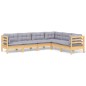 vidaXL 6-tlg. Garten-Lounge-Set mit Grauen Kissen Kiefer Massivholz vidaXL 6-tlg. Garten-Lounge-Set mit Grauen Kissen Kiefer Massivholz