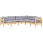 vidaXL 6-tlg. Garten-Lounge-Set mit Grauen Kissen Kiefer Massivholz vidaXL 6-tlg. Garten-Lounge-Set mit Grauen Kissen Kiefer Massivholz