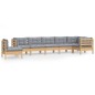 vidaXL 8-tlg. Garten-Lounge-Set mit Grauen Kissen Kiefer Massivholz vidaXL 8-tlg. Garten-Lounge-Set mit Grauen Kissen Kiefer Massivholz
