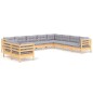 vidaXL 10-tlg. Garten-Lounge-Set mit Grauen Kissen Massivholz Kiefer vidaXL 10-tlg. Garten-Lounge-Set mit Grauen Kissen Massivholz Kiefer