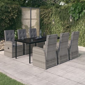 vidaXL 7-tlg. Garten-Essgruppe mit Auflagen Grau