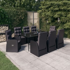 vidaXL 9-tlg. Garten-Essgruppe mit Kissen Schwarz