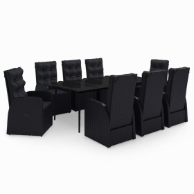 vidaXL 9-tlg. Garten-Essgruppe mit Kissen Schwarz