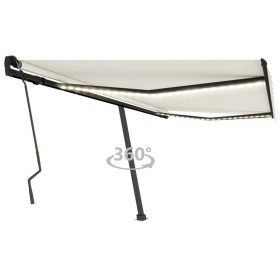 vidaXL Markise Manuell Einziehbar mit LED 400x300 cm Creme