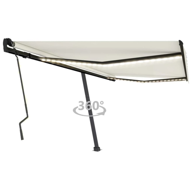 vidaXL Markise Manuell Einziehbar mit LED 400x300 cm Creme vidaXL Markise Manuell Einziehbar mit LED 400x300 cm Creme