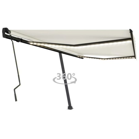 vidaXL Markise Manuell Einziehbar mit LED 400x300 cm Creme
