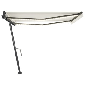 vidaXL Markise Manuell Einziehbar mit LED 400x300 cm Creme