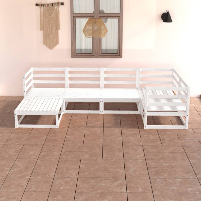 vidaXL 6-tlg. Garten-Lounge-Set Weiß Massivholz Kiefer vidaXL 6-tlg. Garten-Lounge-Set Weiß Massivholz Kiefer