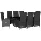 vidaXL 9-tlg. Garten-Essgruppe mit Kissen Schwarz Poly Rattan vidaXL 9-tlg. Garten-Essgruppe mit Kissen Schwarz Poly Rattan