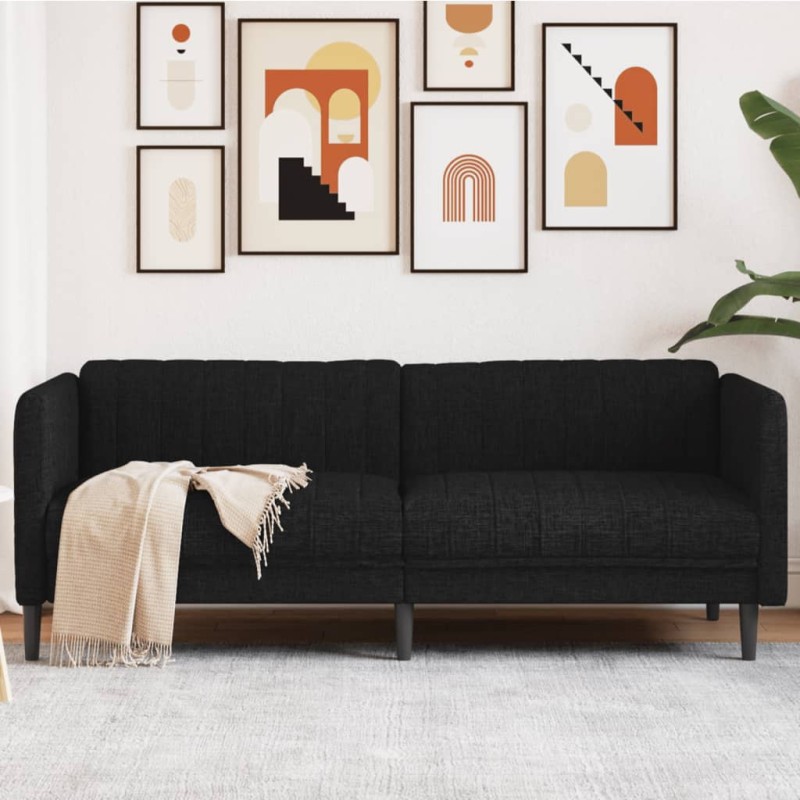 vidaXL Sofa 3-Sitzer Schwarz Stoff vidaXL Sofa 3-Sitzer Schwarz Stoff