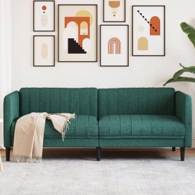 vidaXL Sofa 3-Sitzer Dunkelgrün Stoff