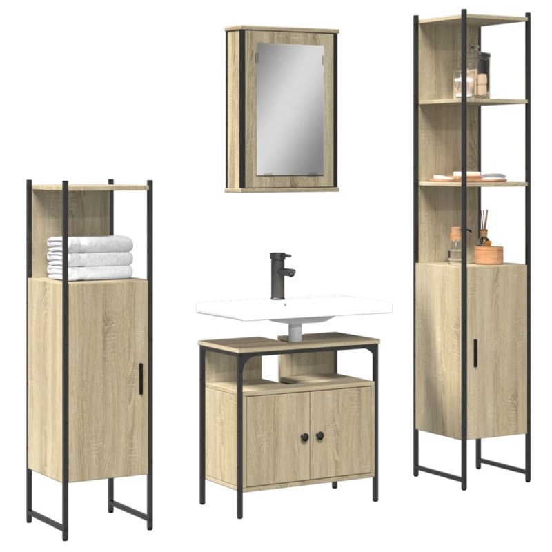 vidaXL 4-tlg. Badmöbel-Set Sonoma-Eiche Holzwerkstoff vidaXL 4-tlg. Badmöbel-Set Sonoma-Eiche Holzwerkstoff