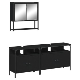 vidaXL 3-tlg. Badmöbel-Set Schwarz Holzwerkstoff