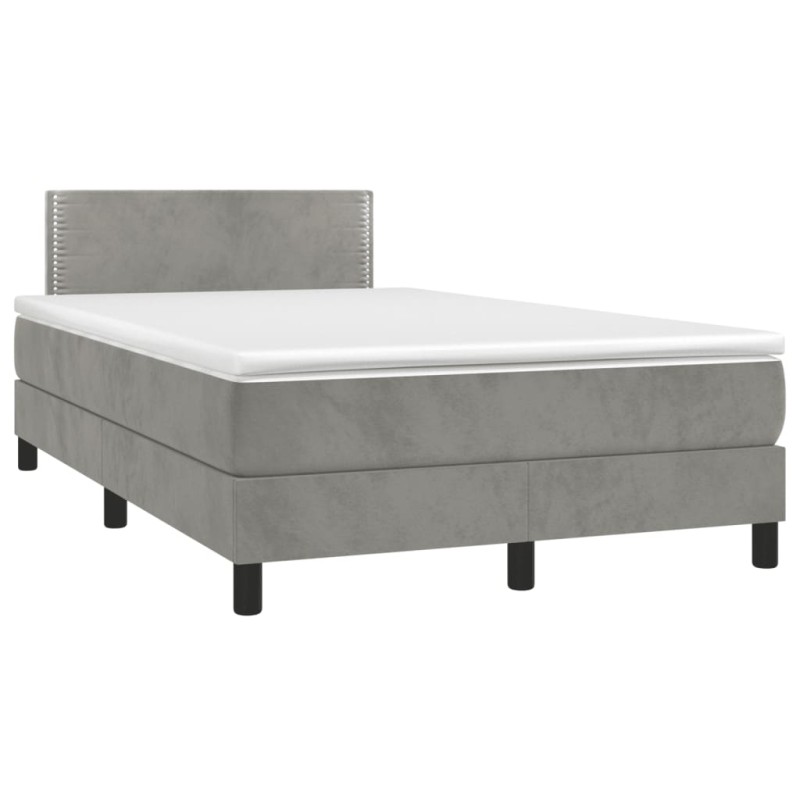 vidaXL Boxspringbett mit Matratze & LED Hellgrau 120x190 cm Samt vidaXL Boxspringbett mit Matratze & LED Hellgrau 120x190 cm Samt