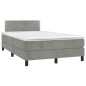 vidaXL Boxspringbett mit Matratze & LED Hellgrau 120x190 cm Samt vidaXL Boxspringbett mit Matratze & LED Hellgrau 120x190 cm Samt