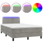 vidaXL Boxspringbett mit Matratze & LED Hellgrau 120x190 cm Samt vidaXL Boxspringbett mit Matratze & LED Hellgrau 120x190 cm Samt